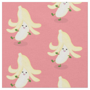 Süße kawaii Banane lila Cartoon-Illustration Stoff