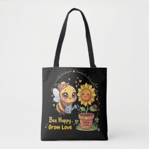 Süße Kawaii-Biene bewässert Sonnenblume Biene Glüc Tasche