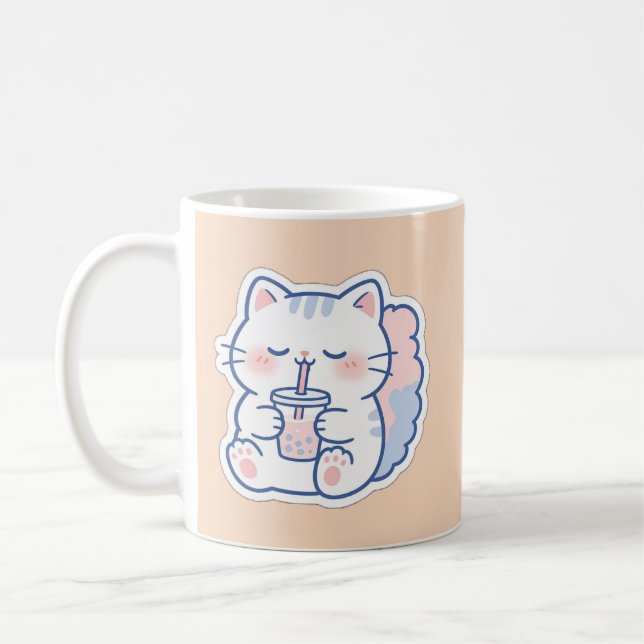 Süße Kawaii-Boba-Katze Bubble Tea Kaffeetasse (Links)