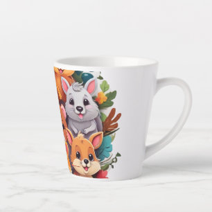 Süße Kawaii Cartoon-Tiere Collage Latte Tasse
