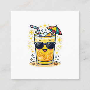 Süße Kawaii Coole Sommer-Tropen-Getränk-Sonnenbril Quadratische Visitenkarte