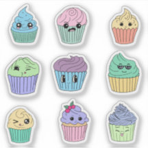Süße Kawaii-Cupcake-Aufkleber