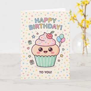 Süße Kawaii-Cupcake-Geburtstagskarte für Kinder Karte
