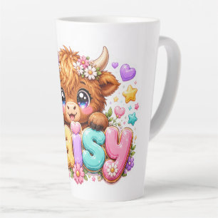 Süße Kawaii Daisy Highland Kuh Name Pastell Rosa F Milchtasse