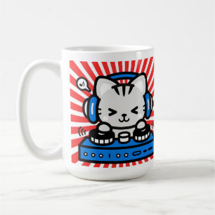 Süße Kawaii-DJ-Katze Anime-Musikliebhaber-Kaffeeta Kaffeetasse