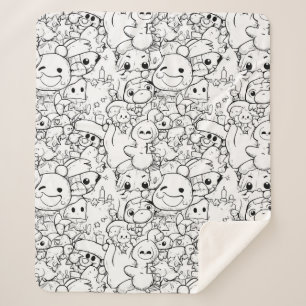Süße Kawaii-Doodle-Charaktere (1) Sherpadecke