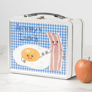 Süße Kawaii-Ei-und-Speck-Cartoon-Illustration Metall Brotdose