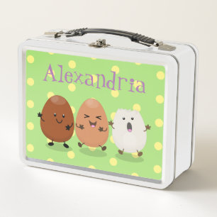 Süße Kawaii-Eier lustige Cartoon-Illustration Metall Brotdose