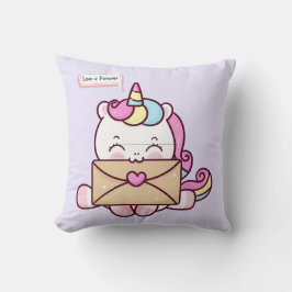 Süße Kawaii-Einhorn-Liebesillustration Kissen