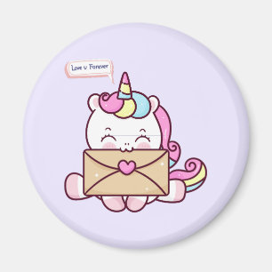 Süße Kawaii-Einhorn-Liebesillustration Magnet