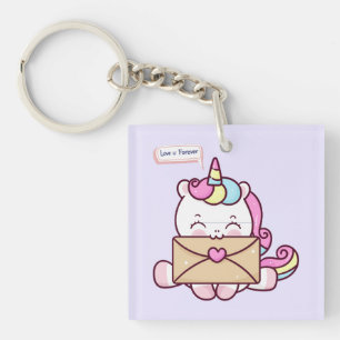 Süße Kawaii-Einhorn-Liebesillustration Schlüsselanhänger