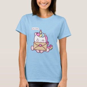 Süße Kawaii-Einhorn-Liebesillustration T-Shirt