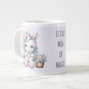 Süße Kawaii-Einhorn-Puppe mit Blumenkorb Jumbo-Tasse