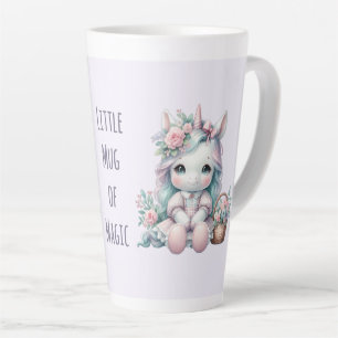 Süße Kawaii-Einhorne Puppe mit Blumenkorb Milchtasse