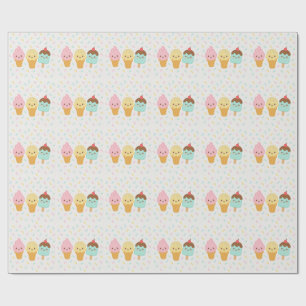 Süße Kawaii-Eiscreme-Party-Geschenkpapier Geschenkpapier