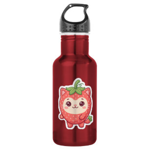 Süße Kawaii Erdbeeren Katze Edelstahl Wasserflasch Edelstahlflasche