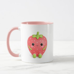 Süße Kawaii Erdbeertasse, rosa Erdbeerkaffee Tasse