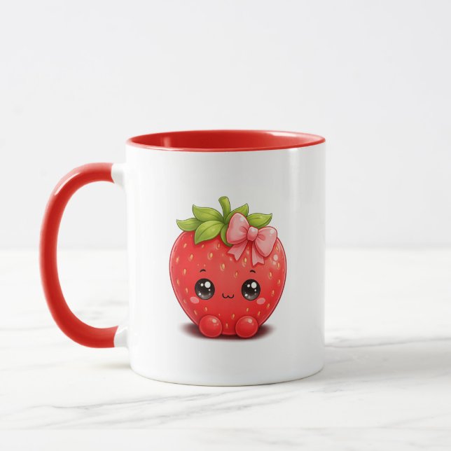 Süße Kawaii-Erdbeertasse Tasse (Links)