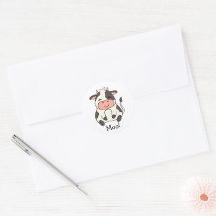 Süße Kawaii freundliche Kuh Muh! Runder Aufkleber