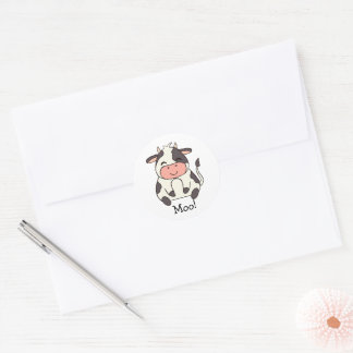Süße Kawaii freundliche Kuh Muh! Runder Aufkleber