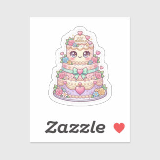 Süße Kawaii Frisch Vermählte Hochzeitstorte Pastel Aufkleber