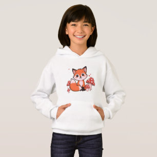 Süße Kawaii-Fuchsgrafik mit Pilzen Hoodie