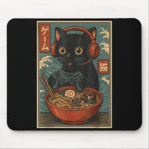 Süße Kawaii-Gamer-Katze Lustige Ramen Retro-Japani Mousepad