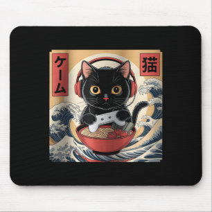 Süße Kawaii-Gamer-Katze Lustige Ramen-Retro-Japani Mousepad