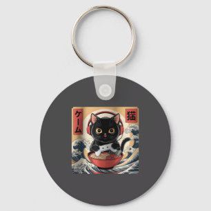 Süße Kawaii-Gamer-Katze Lustige Ramen-Retro-Japani Schlüsselanhänger