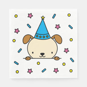 Süße Kawaii-Geburtstags-Hunde-Konfetti-Sterne-Pick Serviette
