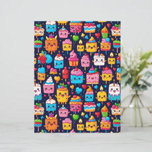 Süße Kawaii Geburtstagstorte und Dessert Papier