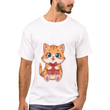 Süße Kawaii-Ginger-Katze hält rote Geschenkschacht