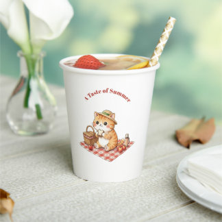 Süße Kawaii-Ginger-Katze-Picknick-Party-Papierbech Pappbecher