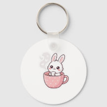 : Süße Kawaii-Häschen-in-Teetasse-Taste.