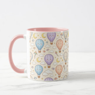 Süße Kawaii Heißluftballon Nahtloses Muster Tasse