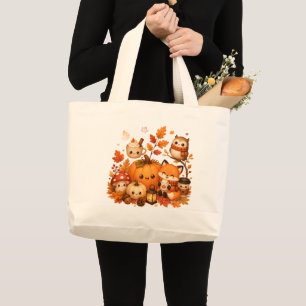 Süße Kawaii Herbst-Kürbis-Fuchs-Eule Herbsttiere Jumbo Stoffbeutel