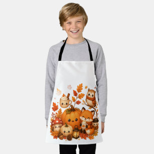 Süße Kawaii Herbst-Kürbis-Fuchs-Eule Herbsttiere Schürze