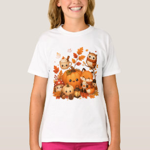 Süße Kawaii Herbst-Kürbis-Fuchs-Eule Herbsttiere T-Shirt