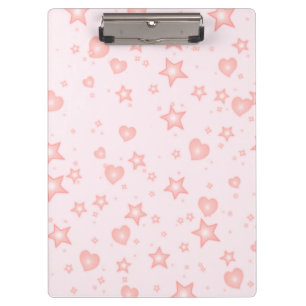 Süße Kawaii-Herzen & Sterne – Cute Girly Pink Klemmbrett