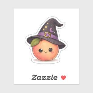Süße Kawaii-Hexe-Pfirsich-Halloween-Aufkleber Aufkleber