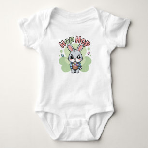 Süße Kawaii Hop Hop Häschen-Illustration Baby Strampler