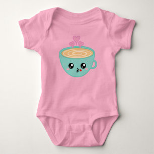 Süße Kawaii-Kaffeetasse mit Herz-Dampf-Kunst Baby Strampler