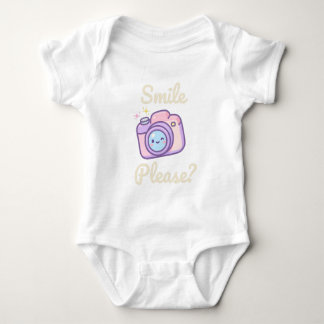 Süße Kawaii-Kamera Lächeln Bitte Lustiger Fotograf Baby Strampler