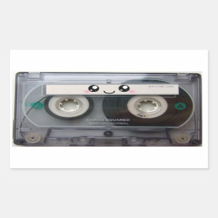Süße Kawaii Kassette Rechteckiger Aufkleber