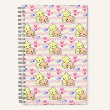 Süße Kawaii-Kätzchen-Muster Rosa Spiralblock
