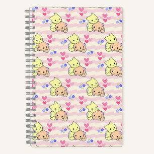 Süße Kawaii-Kätzchen-Muster Rosa Spiralblock Notizbuch