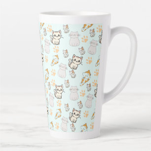 Süße Kawaii-Kätzchen & Pfoten Muster Latte Tasse