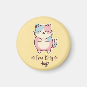 Süße Kawaii-Katze "Kostenlose Hundeumarmungen" Sku Magnet