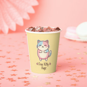 Süße Kawaii-Katze Kostenlose Kitty Hugz Pastell-Pa Pappbecher