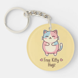 Süße Kawaii-Katze "Kostenlose Kitty Hugz" Pastell- Schlüsselanhänger